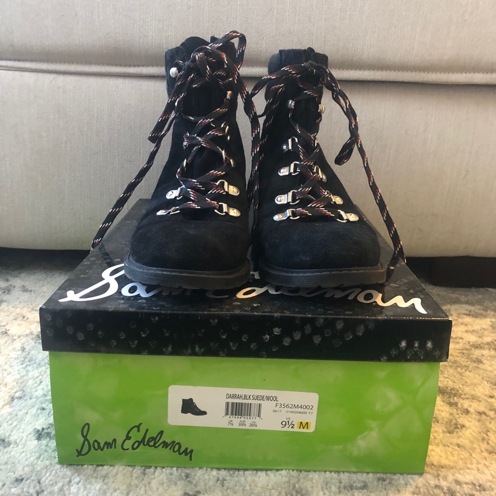 Sam Edelman Size 9.5 Black Suede Combat Boots
